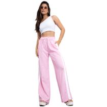 Calça Feminina Pantalona Alfaiataria Tendência Moda Confortável Estilosa Moderna Casual Gringa Listrada Cintura Alta