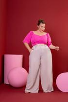 Calça feminina pantalona brim gg bege