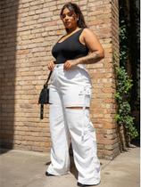 Calça Feminina Pantalona Cargo Track Pants Plus Size