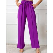 Calça feminina pantalona casual elástico na cintura moda fashion - Filó Modas