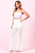 Calça Feminina Pantalona Casual Renda Planet Girls Off White