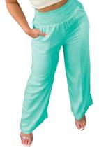 Calça Feminina Pantalona Cintura Alta Cos De Lastex Calça Feminina Pantalona Cintura Alta Cos De Lastex