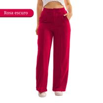 Calça Feminina Pantalona Cintura Alta Soltinha Tecido Duna Com Bolso CL-005