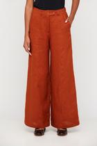 Calça Feminina Pantalona com Bolsos Gaia Linho Avelã