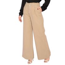 Calça Feminina Pantalona Cós Desfiado Caki