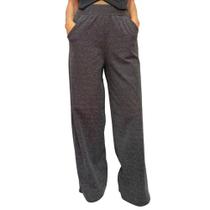 Calça Feminina Pantalona de Malha Lurex e Cós Elástico