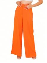 Calça Feminina Pantalona Duna Alfaiataria Social com Elastico Cós alto G1 G2 G3 Moda Wide Leg Cintu