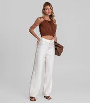 Calça Feminina Pantalona em Molecottom Dianna Bege Calça Feminina Pantalona em Molecottom Dianna Bege