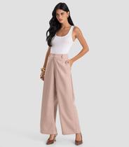 Calça Feminina Pantalona em Tecido Dianna Bege Calça Feminina Pantalona em Tecido Dianna Bege