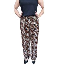 Calça Feminina Pantalona Estampada Onça Rodher Calça Feminina Pantalona Estampada Onça Rodher