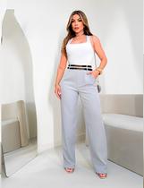 Calça Feminina Pantalona Formal Risca De Giz Oxford Sh50