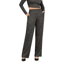 Calça Feminina Pantalona Malha Trico Cintura Elastico CorMESCLA ESCUROTamanhoGG Calça Feminina Pantalona Malha Trico Cintura Elastico CorMESCLA ESCUROTamanhoGG