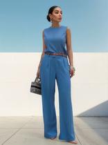 Calça Feminina Pantalona Mia Bolso Alfaiataria Cintura Alta