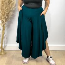 Calça Feminina Pantalona Pantacourt Godê Em Viscolycra Malha Veste Tamanho Grande