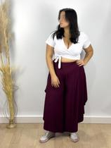 Calça Feminina Pantalona Pantacourt Godê Em Viscolycra Malha Veste Tamanho Grande