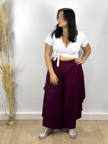 Calça Feminina Pantalona Pantacourt Godê Em Viscolycra Malha Veste Tamanho Grande