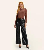 Calça Feminina Pantalona Sintética Endless Preto Calça Feminina Pantalona Sintética Endless Preto