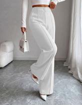 Calça Feminina Pantalona Social Alfaiataria Cós Alto Duna