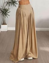 Calça Feminina Pantalona Social Plissada Perna Larga Fluida Elegante Calça Feminina Pantalona Social Plissada Perna Larga Fluida Elegante