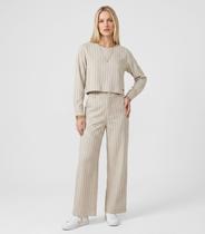 Calça Feminina Pantalona Twill Lurex Endless Bege
