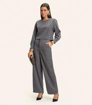 Calça Feminina Pantalona Twill Lurex Endless Cinza