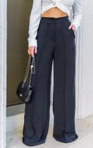 Calça Feminina Pantalona Wide Leg Duna com Botão