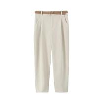 Calça Feminina Plissada com Cinto - Cintura Alta, Bolsos e Zíper Frontal