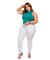 Calça Feminina Plus Cigarrete Branco - Razon Jeans