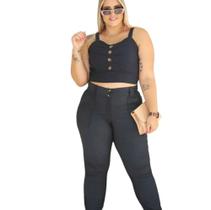 Calça Feminina Plus Size Bengaline Preto Tamanho Grande