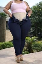 Calça Feminina Plus Size Com Cinta Modeladora Lipo Cor:azul 02Tamanho:46
