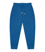 Calça Feminina Plus Size Com Pregas Secret Glam Azul
