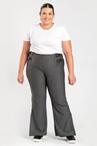 Calça Feminina Plus Size em Malha Jacquard c/ Detalhe Lateral - Serena