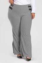 Calça Feminina Plus Size em Malha Jacquard c/ Fenda Lateral - Serena