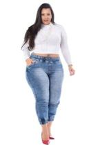Calca Feminina Plus Size Jeans Com Elastano