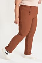 Calça Feminina Plus Size Malha Turim Cós Reto Detalhe Botão - Serena Calça Feminina Plus Size Malha Turim Cós Reto Detalhe Botão - Serena