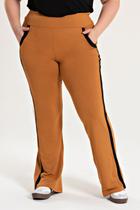 Calça Feminina Plus Size Molecotton Faixa Contrastante E Bolso - Serena