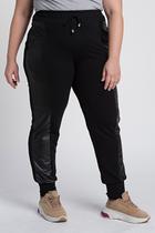 Calça Feminina Plus Size Moletinho Bolsos Detalhe Cirrê - Serena