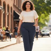 Calça Feminina Plus Size Moletinho com Bolsos Frontais Cereja Rosa Calça Feminina Plus Size Moletinho com Bolsos Frontais Cereja Rosa