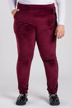 Calça Feminina Plus Size Plush Canelado Bolsos na Frente Cós Elástico - Serena