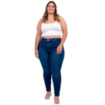 Calça Feminina Plus Size Skinny Cropped Cintura Alta, Até 54