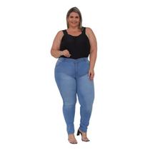 Calça Feminina Plus Size Skinny Lavagem Clara Premium Calça Feminina Plus Size Skinny Lavagem Clara Premium