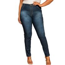 Calça Feminina Plus Size Skinny Lavagem Escura Calça Feminina Plus Size Skinny Lavagem Escura