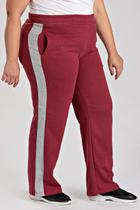 Calça Feminina Plus Size Wed Leg Moletom Faixa Lateral Cós com Elástico Bolsos Funcionais - Serena