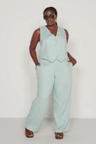 Calça Feminina Plus Size Wide Leg Alfaiataria Com Linho