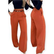 Calça Feminina Premium Alfaiataria Novo Lançamento Pantalona Com zíper na Lateral