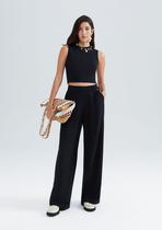 Calça Feminina Reta Cintura Alta Peach Touch