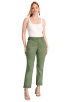Calça feminina reta em sarja com cinto funcional lunender 20551 Calça feminina reta em sarja com cinto funcional lunender 20551