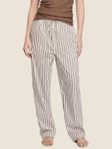 Calça Feminina Reta Listrada com Amarração Dzarm Calça Feminina Reta Listrada com Amarração Dzarm