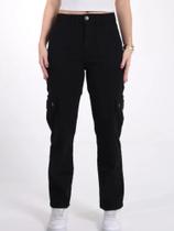 Calça Feminina Reta Sarja Bolso Cargo Revanche Ca.Fem.00546 Calça Feminina Reta Sarja Bolso Cargo Revanche Ca.Fem.00546