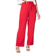 Calça Feminina Rovitex Pantalona Leve com Bolsos Vermelha